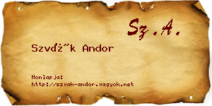 Szvák Andor névjegykártya